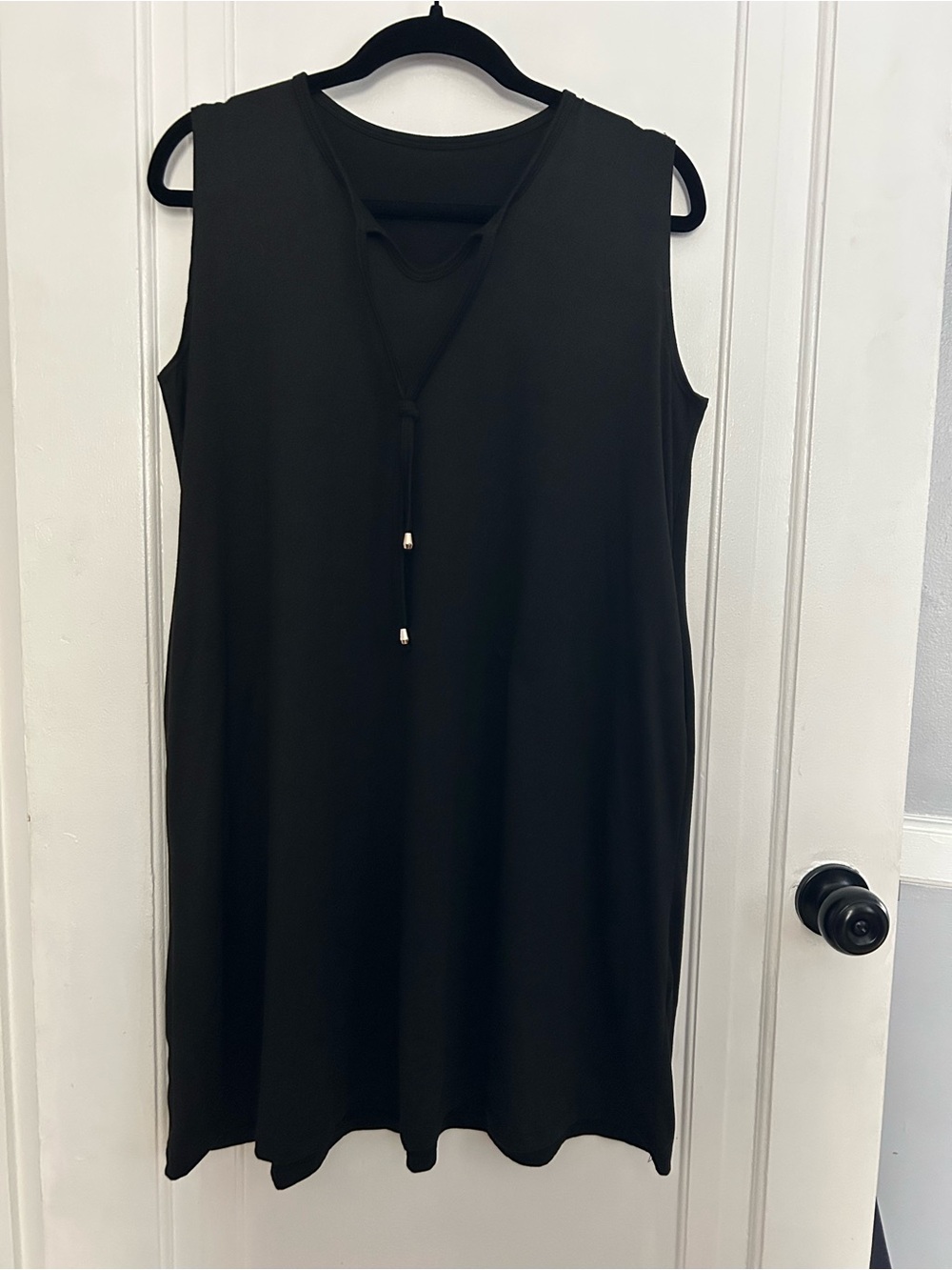 Black Sleeveless Dress with tie neckline
